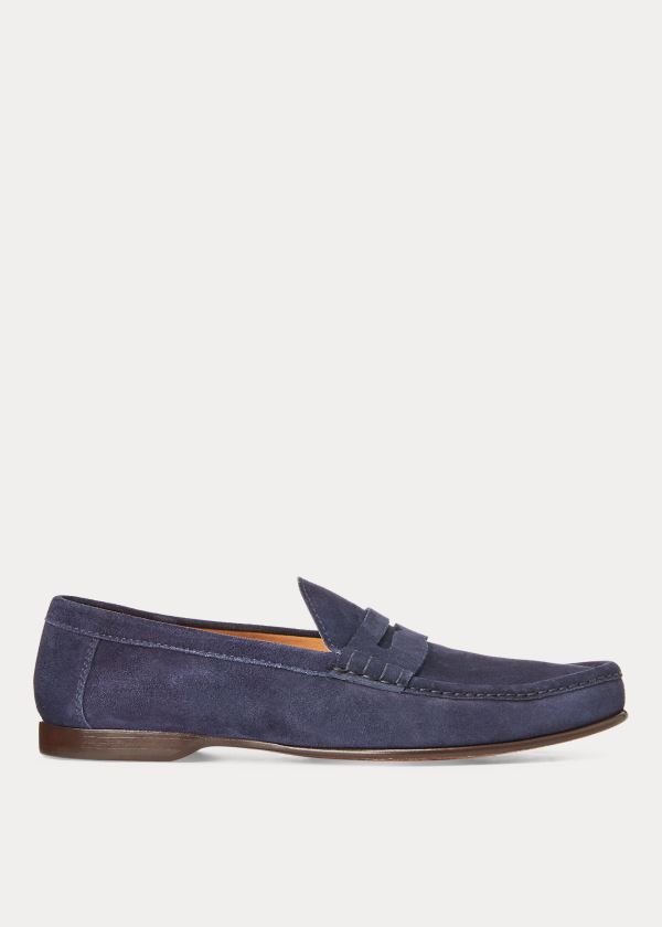 Loafersy Ralph Lauren Chalmers Suede Penny Loafer Męskie Granatowe | LESE9491