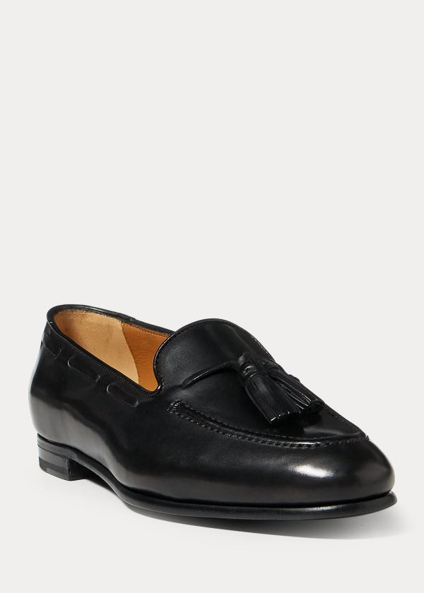 Loafersy Ralph Lauren Quillis Calfskin Loafer Damskie Czarne | TVDD3556