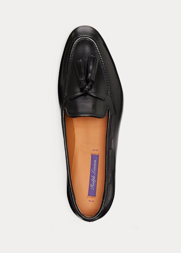 Loafersy Ralph Lauren Quillis Calfskin Loafer Damskie Czarne | TVDD3556