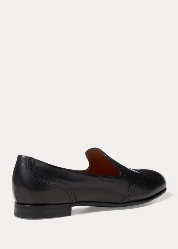 Loafersy Ralph Lauren Quincy Calfskin Loafer Damskie Czarne | FFPF3983