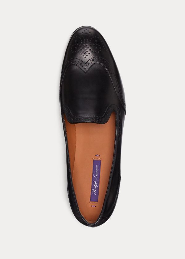 Loafersy Ralph Lauren Quincy Calfskin Loafer Damskie Czarne | FFPF3983