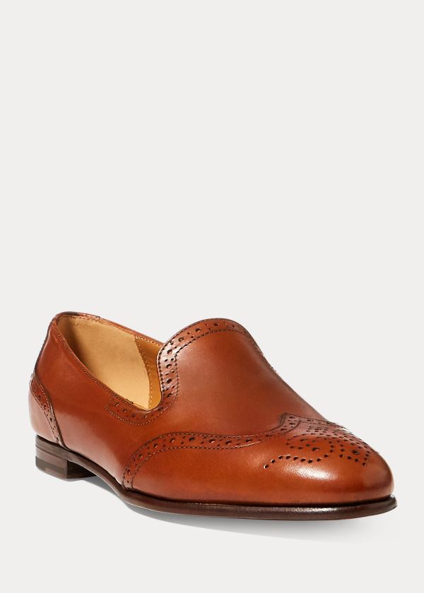 Loafersy Ralph Lauren Quincy Calfskin Loafer Damskie Brązowe | ILUM4530