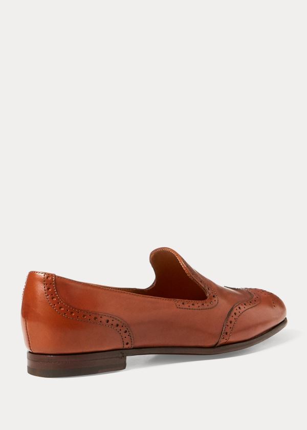 Loafersy Ralph Lauren Quincy Calfskin Loafer Damskie Brązowe | ILUM4530