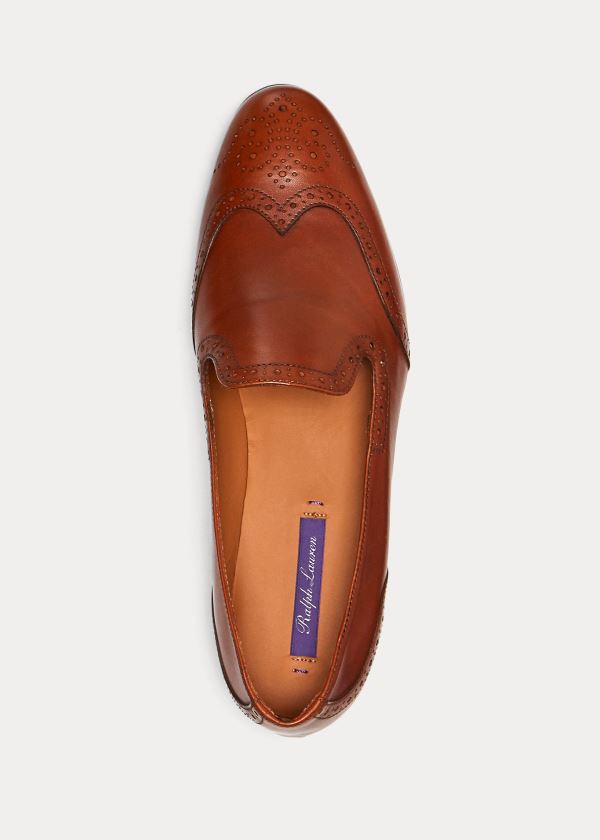 Loafersy Ralph Lauren Quincy Calfskin Loafer Damskie Brązowe | ILUM4530