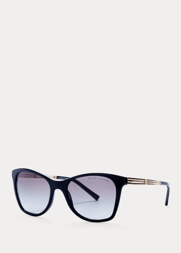 Okulary Przeciwsłoneczne Ralph Lauren Art Deco Square Sunglasses Damskie Czarne | HMMZ7134