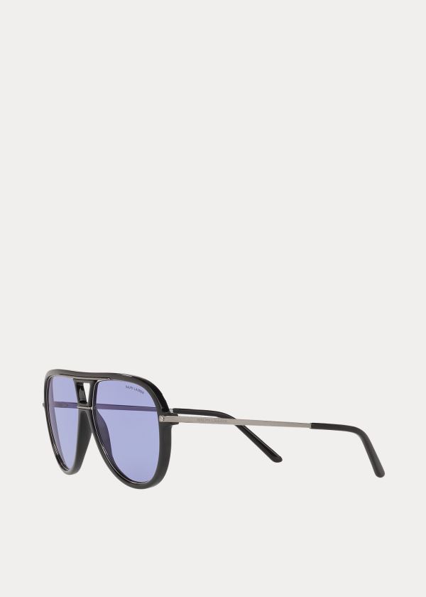 Okulary Przeciwsłoneczne Ralph Lauren Automotive Pilot Sunglasses Męskie Czarne | PTGO2997