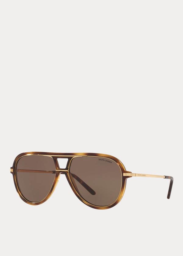 Okulary Przeciwsłoneczne Ralph Lauren Automotive Pilot Sunglasses Męskie Brązowe | VIVZ5283