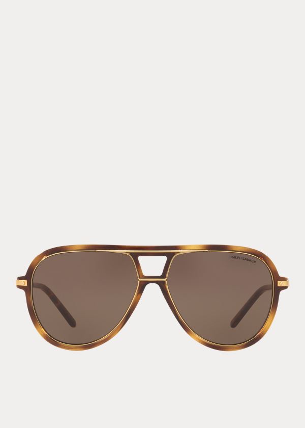 Okulary Przeciwsłoneczne Ralph Lauren Automotive Pilot Sunglasses Męskie Brązowe | VIVZ5283