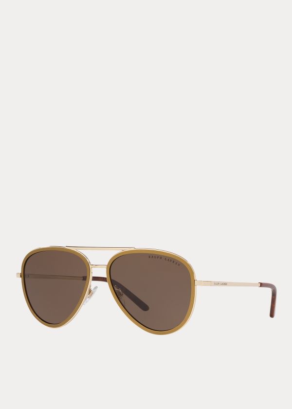 Okulary Przeciwsłoneczne Ralph Lauren Automotive Pilot Sunglasses Męskie Złote | COWC8536