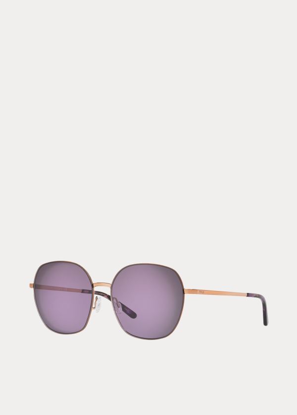 Okulary Przeciwsłoneczne Ralph Lauren Bohemian Butterfly Sunglasses Damskie Różowe Złote | PYLY6160