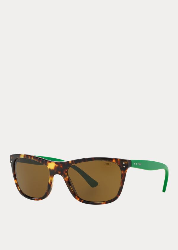 Okulary Przeciwsłoneczne Ralph Lauren Color-Blocked Sunglasses Męskie Zielone | RYLD5559