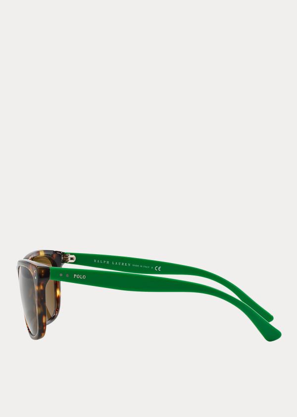 Okulary Przeciwsłoneczne Ralph Lauren Color-Blocked Sunglasses Męskie Zielone | RYLD5559