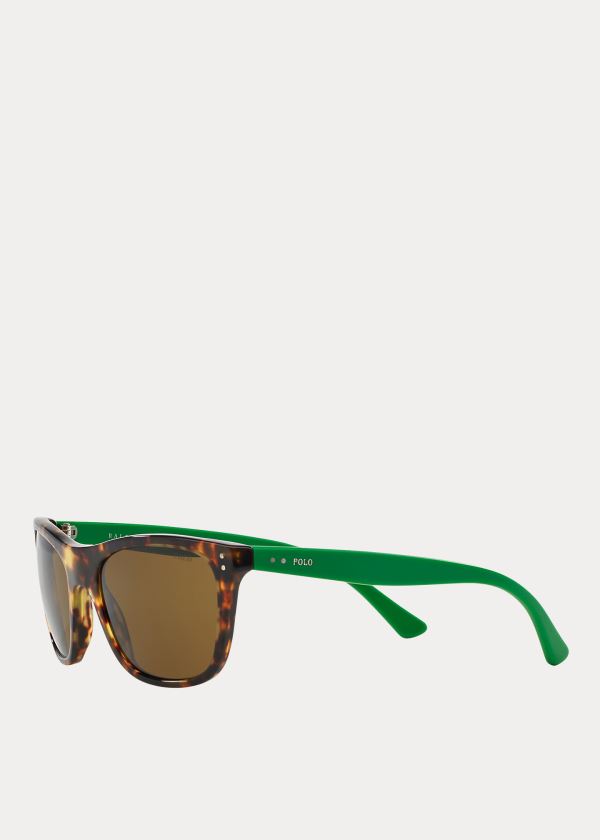 Okulary Przeciwsłoneczne Ralph Lauren Color-Blocked Sunglasses Męskie Zielone | RYLD5559