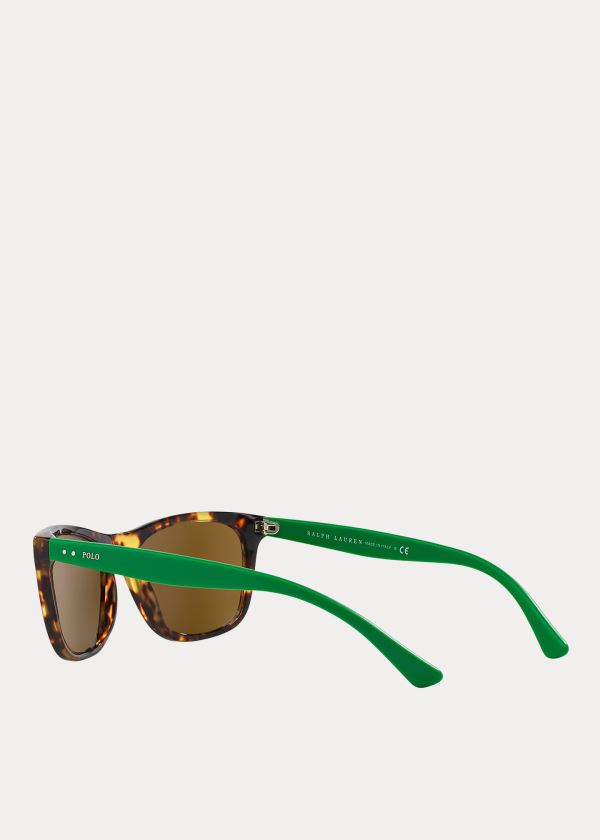 Okulary Przeciwsłoneczne Ralph Lauren Color-Blocked Sunglasses Męskie Zielone | RYLD5559