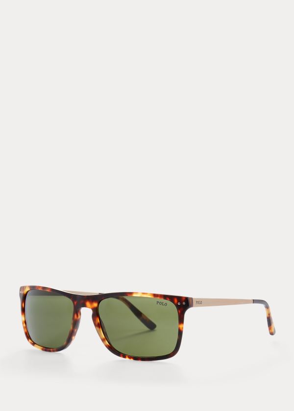 Okulary Przeciwsłoneczne Ralph Lauren Metal Temple Sunglasses Męskie Zielone | JEGU9838