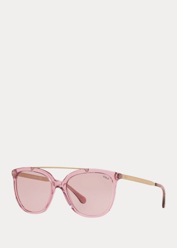 Okulary Przeciwsłoneczne Ralph Lauren Metal-Frame Square Sunglasses Damskie Ciemny Różowe | DBXL4882