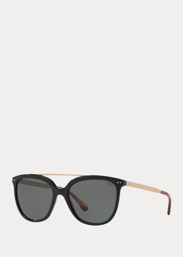 Okulary Przeciwsłoneczne Ralph Lauren Metal-Frame Square Sunglasses Damskie Czarne | CLLK3647