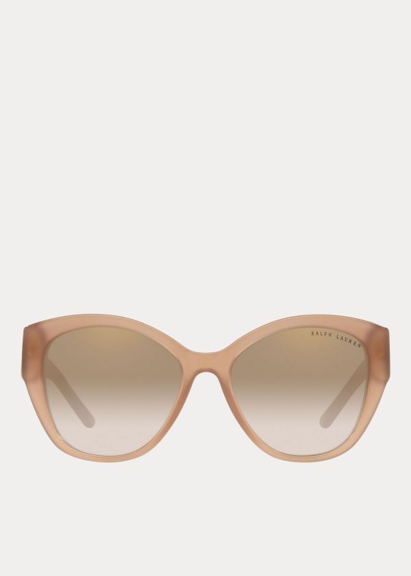 Okulary Przeciwsłoneczne Ralph Lauren Mirrored Butterfly Sunglasses Damskie Khaki | WINT8639