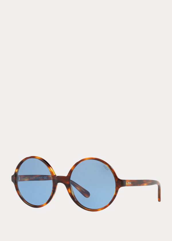 Okulary Przeciwsłoneczne Ralph Lauren Oversize Round Sunglasses Damskie Niebieskie Panterka | IIJC3398