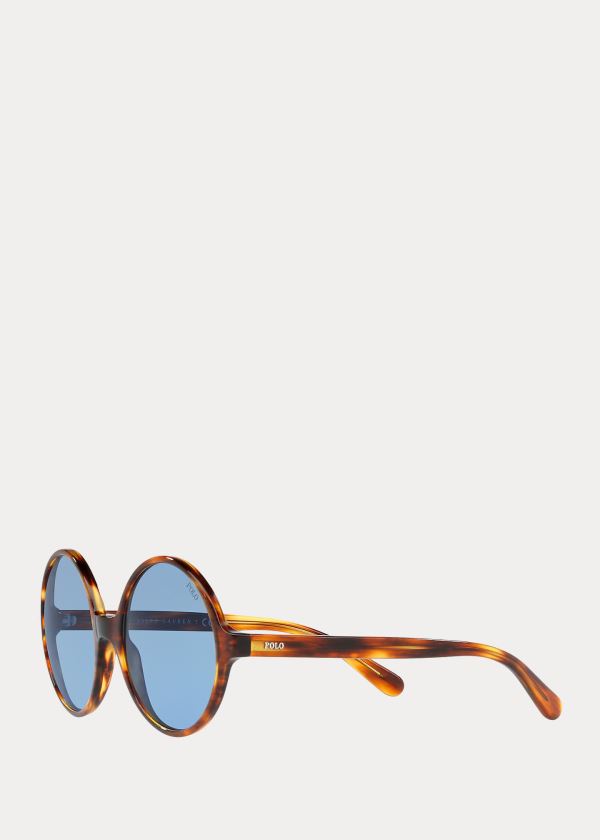 Okulary Przeciwsłoneczne Ralph Lauren Oversize Round Sunglasses Damskie Niebieskie Panterka | IIJC3398