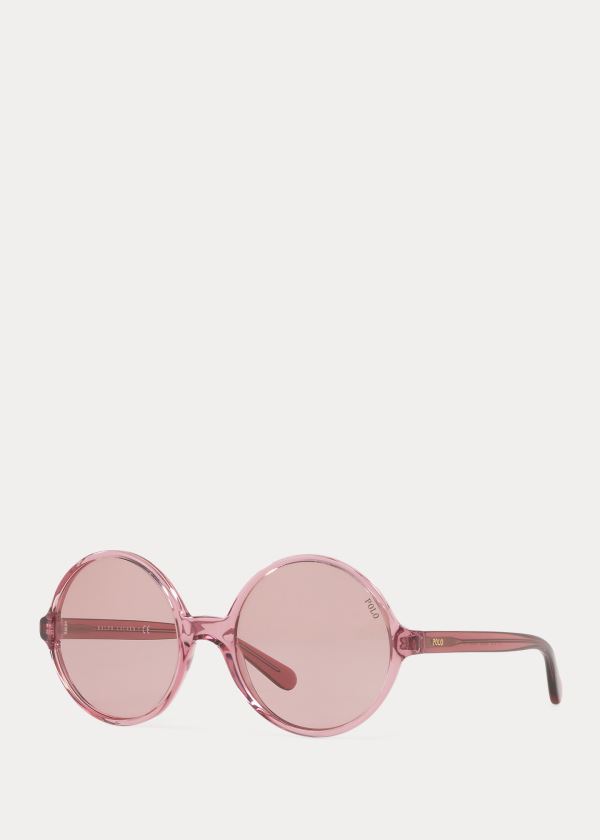 Okulary Przeciwsłoneczne Ralph Lauren Oversize Round Sunglasses Damskie Ciemny Różowe | WLLI5631