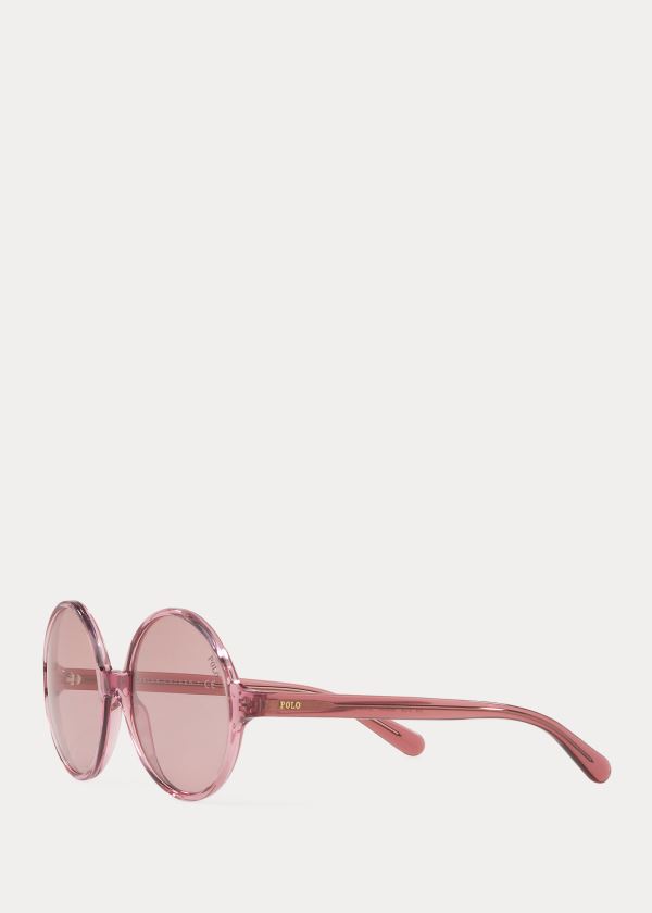 Okulary Przeciwsłoneczne Ralph Lauren Oversize Round Sunglasses Damskie Ciemny Różowe | WLLI5631