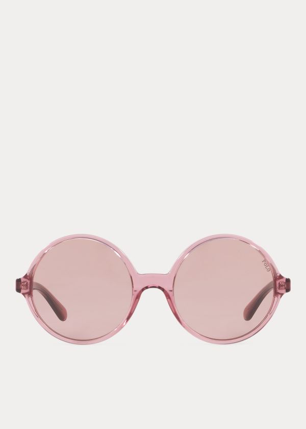 Okulary Przeciwsłoneczne Ralph Lauren Oversize Round Sunglasses Damskie Ciemny Różowe | WLLI5631