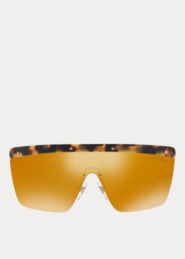 Okulary Przeciwsłoneczne Ralph Lauren RL Hinge Shield Sunglasses Damskie Panterka Złote | LVLX8997