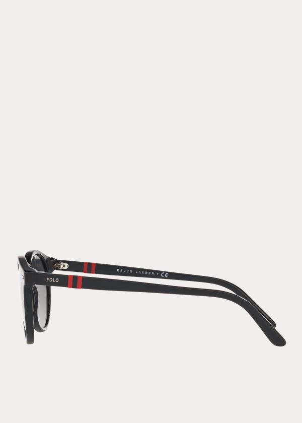 Okulary Przeciwsłoneczne Ralph Lauren RegiMen'stal-Stripe Sunglasses Męskie Czarne | TRMO9758