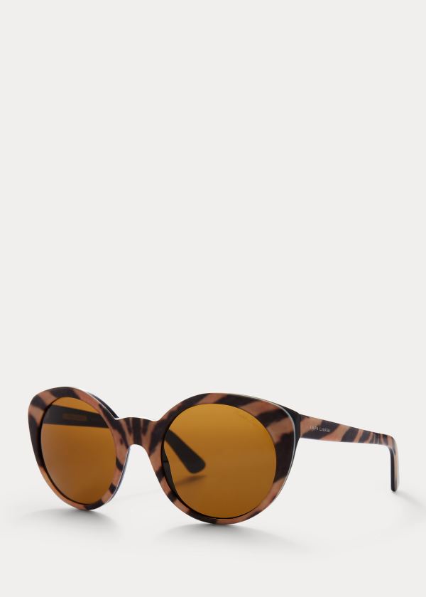 Okulary Przeciwsłoneczne Ralph Lauren Retro Cat-Eye Sunglasses Damskie Brązowe Panterka | HDLB7675