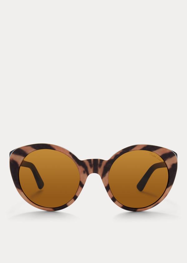 Okulary Przeciwsłoneczne Ralph Lauren Retro Cat-Eye Sunglasses Damskie Brązowe Panterka | HDLB7675