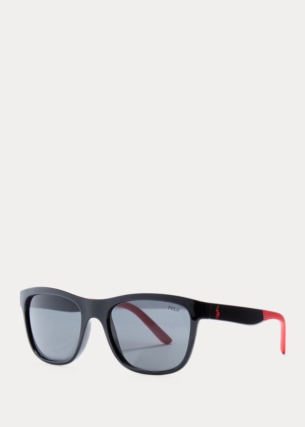 Okulary Przeciwsłoneczne Ralph Lauren Rubberized Square Sunglasses Męskie Czarne | GQWX6920