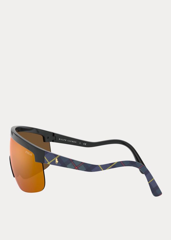 Okulary Przeciwsłoneczne Ralph Lauren Shield Sunglasses Męskie Złote | HHDC1034