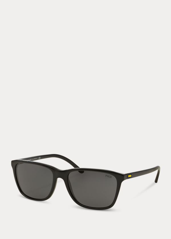 Okulary Przeciwsłoneczne Ralph Lauren Square Sunglasses Męskie Czarne | YADU4727