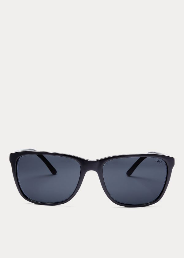 Okulary Przeciwsłoneczne Ralph Lauren Square Sunglasses Męskie Czarne | YADU4727