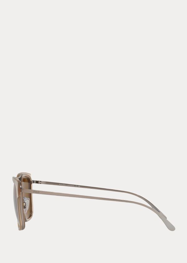 Okulary Przeciwsłoneczne Ralph Lauren Squared Sunglasses Męskie Beżowe | BACF4493