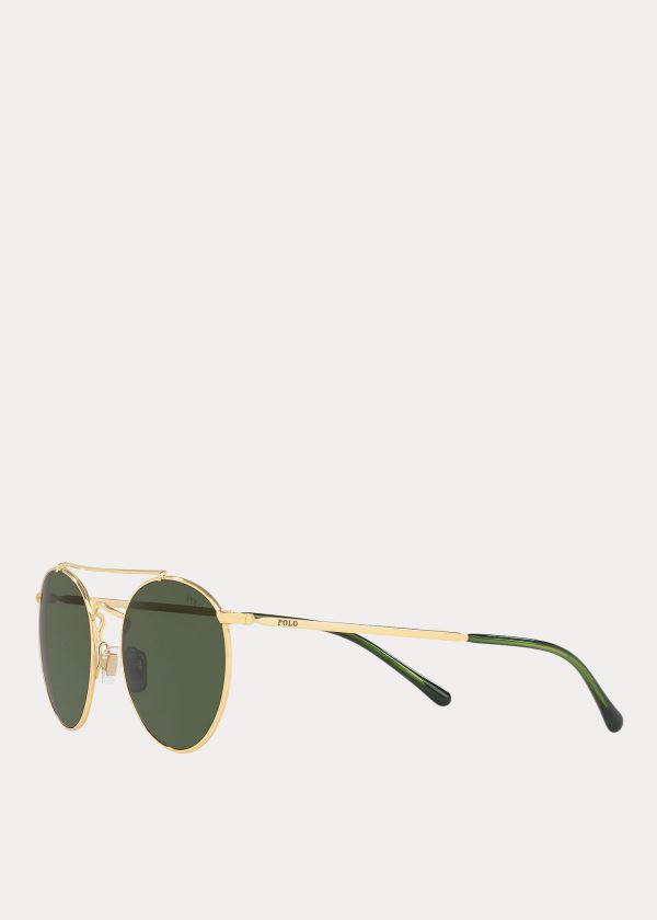 Okulary Przeciwsłoneczne Ralph Lauren Wimbledon Panto Sunglasses Damskie Złote | BCNB2207