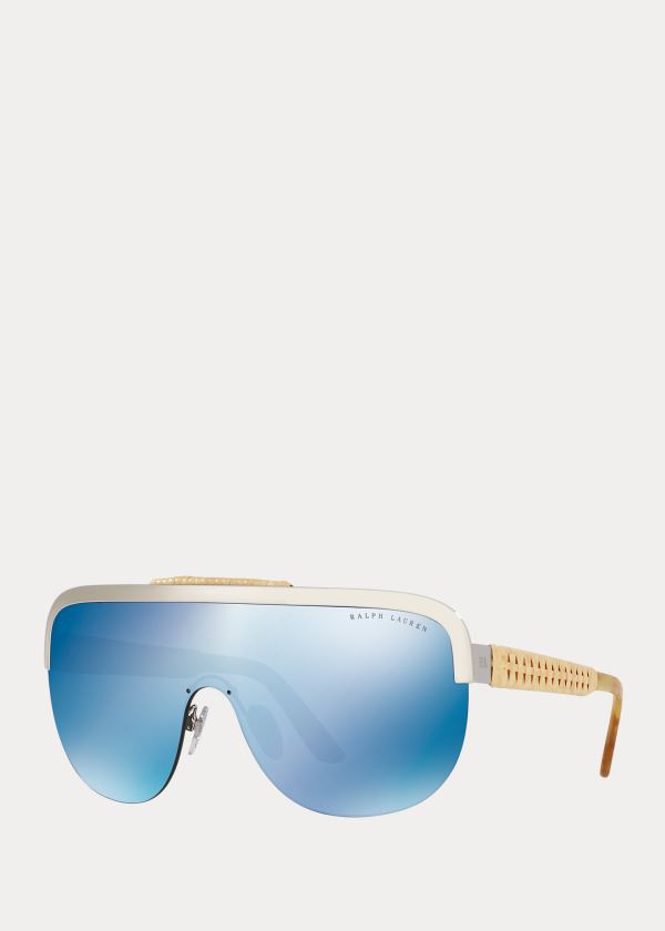 Okulary Przeciwsłoneczne Ralph Lauren Woven Shield Sunglasses Damskie Srebrne | TBVT4559