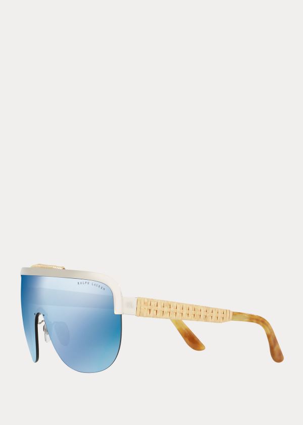 Okulary Przeciwsłoneczne Ralph Lauren Woven Shield Sunglasses Damskie Srebrne | TBVT4559