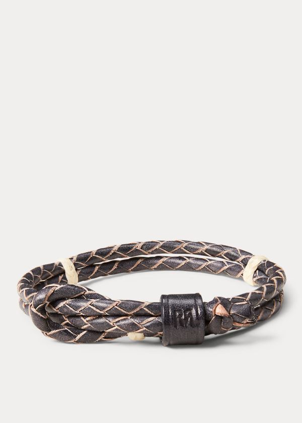 Others Ralph Lauren Braided Leather Cuff Męskie Brązowe | JIFV6811