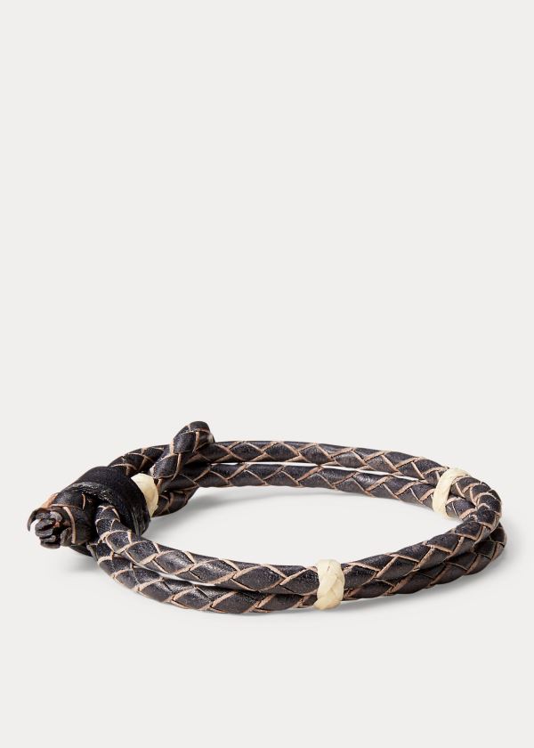 Others Ralph Lauren Braided Leather Cuff Męskie Brązowe | JIFV6811