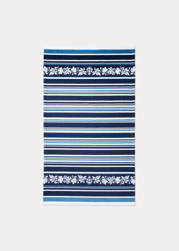 Others Ralph Lauren Indigo Striped Beach Towel Męskie Indygo Kremowe | EYNC9851