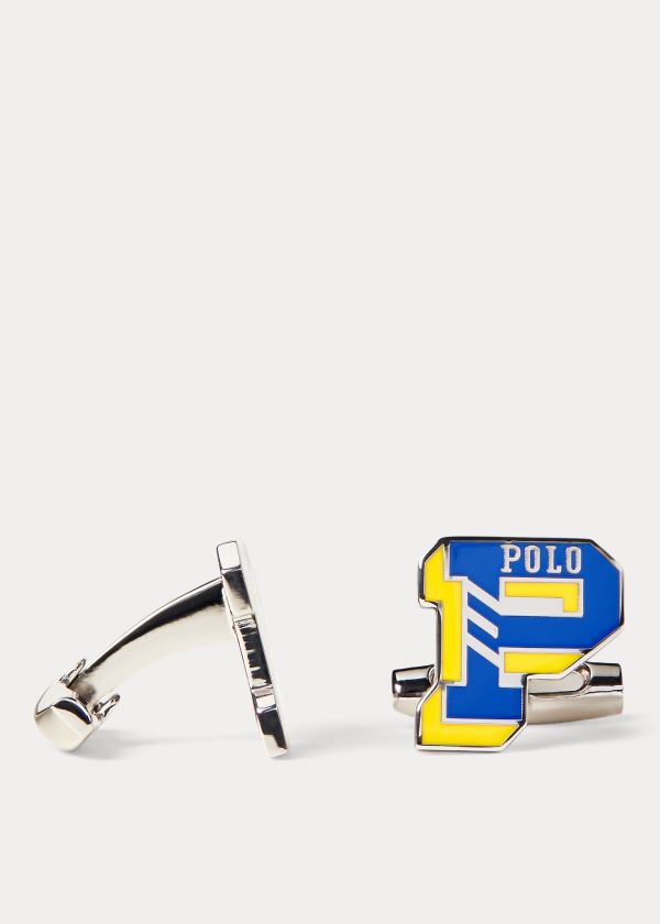 Others Ralph Lauren P Enamel Cuff Links Męskie Niebieskie Żółte | YHBV5248