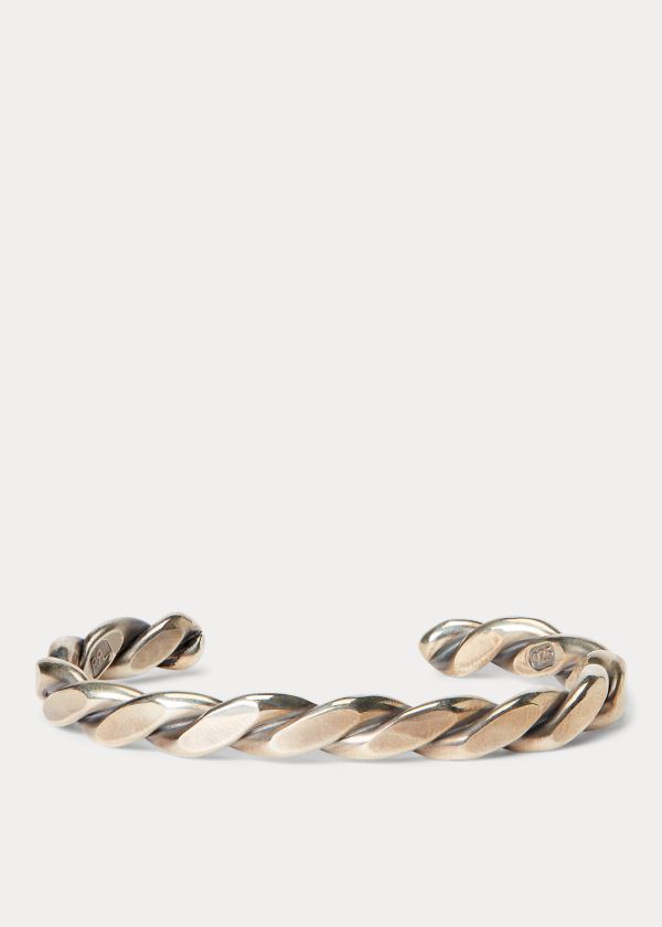 Others Ralph Lauren Twisted Sterling Sliver Cuff Męskie Srebrne | DWGF9671