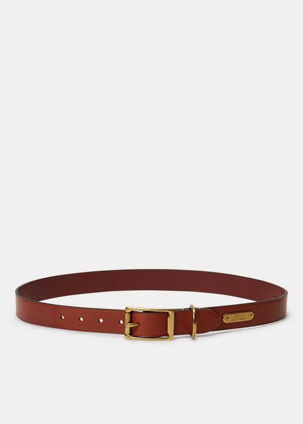 Paski Ralph Lauren Brass-Buckle Leather Belt Męskie Brązowe | TAXL2772