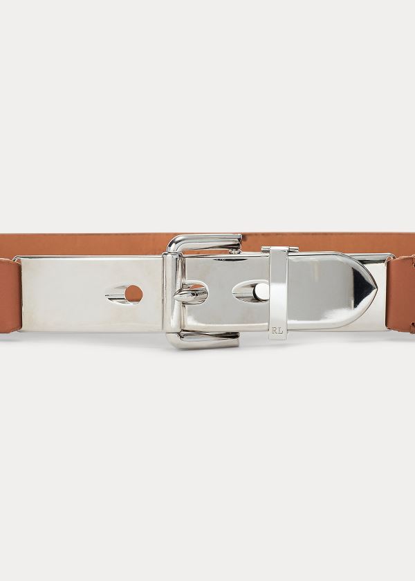 Paski Ralph Lauren Calfskin Letter-Opener Belt Damskie Brązowe | YMEX1790