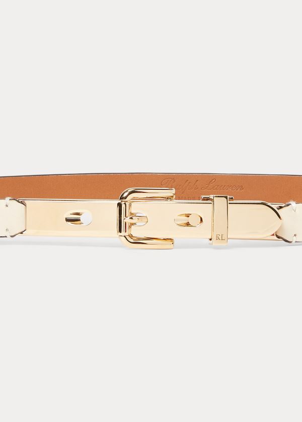 Paski Ralph Lauren Calfskin Letter-Opener Belt Damskie Kremowe | TWAF0529