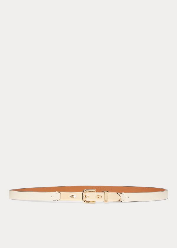 Paski Ralph Lauren Calfskin Letter-Opener Belt Damskie Kremowe | TWAF0529