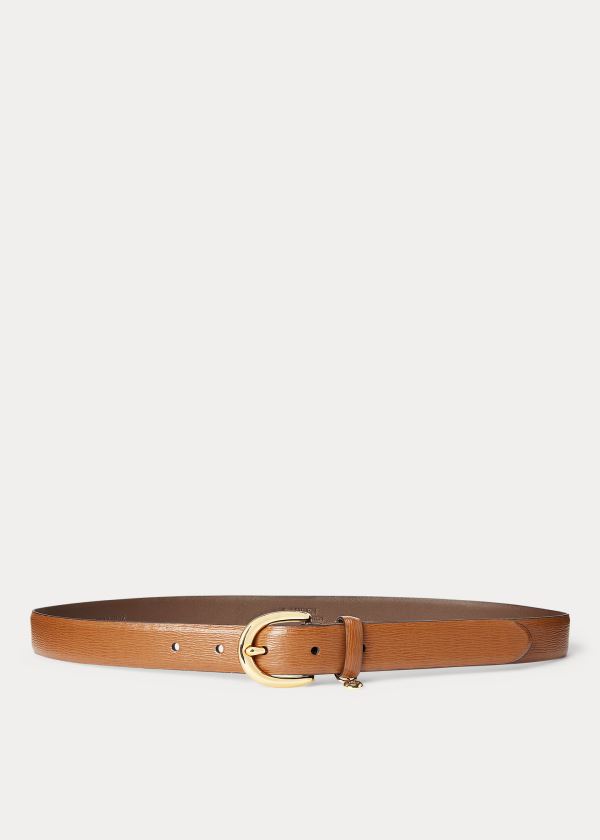 Paski Ralph Lauren Charm Saffiano Leather Belt Damskie Brązowe | URUJ4753