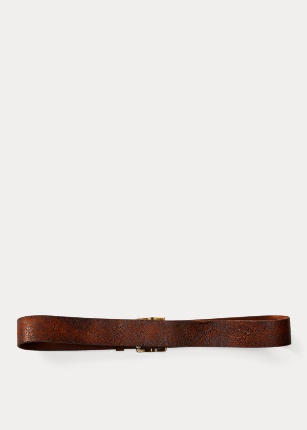 Paski Ralph Lauren Distressed Leather Belt Męskie Brązowe | AKEP1329